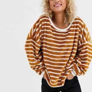 Free People Breton Striped pullover soft and fuzzy!
